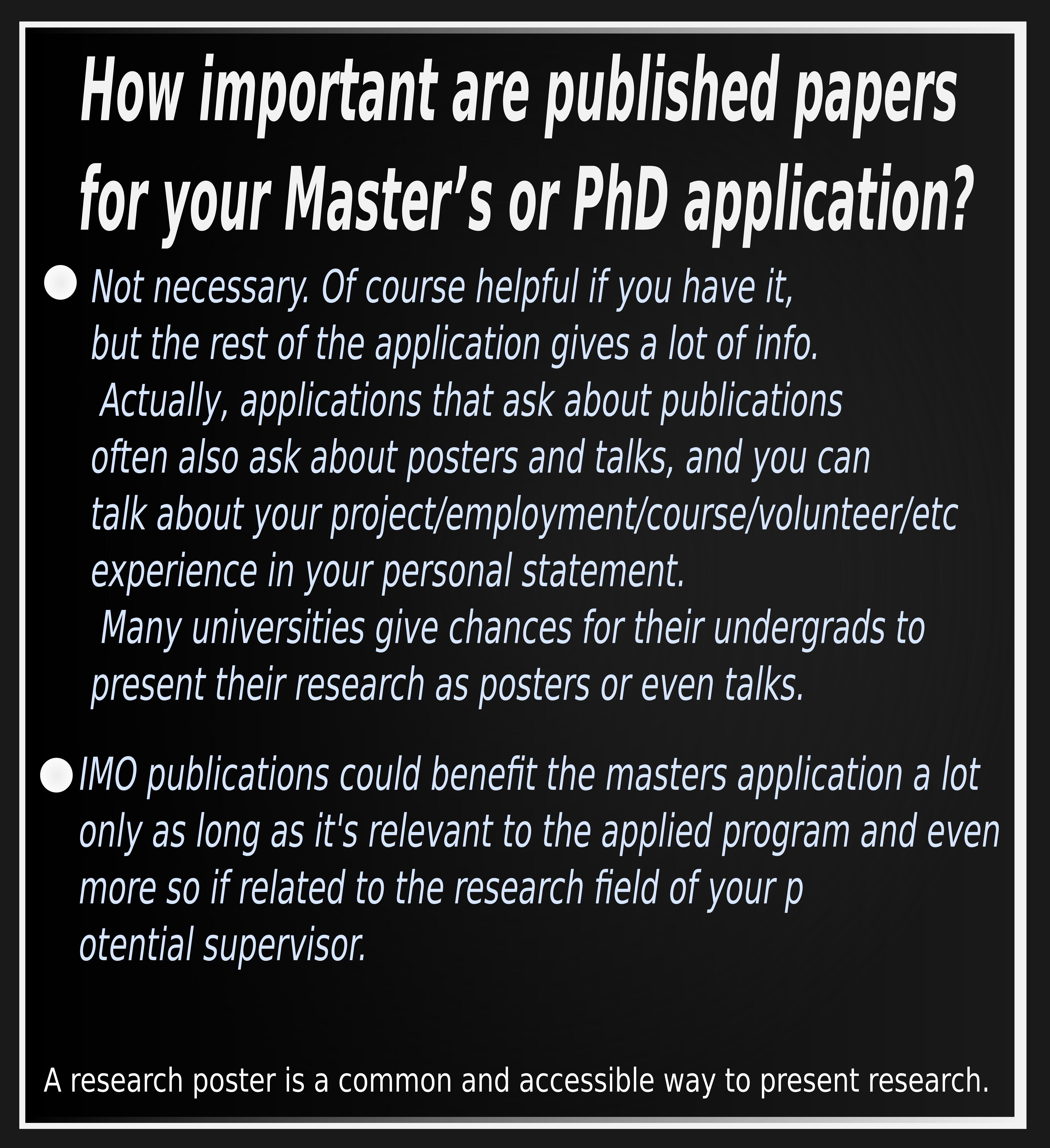 How important are published papers for your Master's or PhD application?